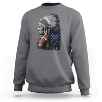 Indian Chief Native American USA Flag Sweatshirt - Wonder Print Shop