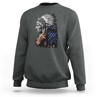 Indian Chief Native American USA Flag Sweatshirt - Wonder Print Shop