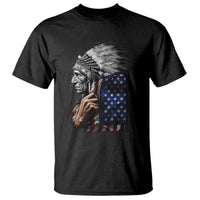 Indian Chief Native American USA Flag T Shirt - Wonder Print Shop