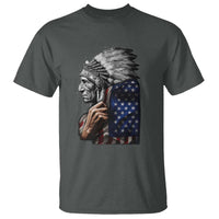 Indian Chief Native American USA Flag T Shirt - Wonder Print Shop