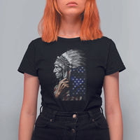 Indian Chief Native American USA Flag T Shirt For Women - Wonder Print Shop