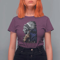 Indian Chief Native American USA Flag T Shirt For Women - Wonder Print Shop