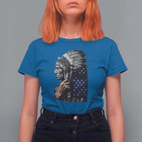 Indian Chief Native American USA Flag T Shirt For Women - Wonder Print Shop