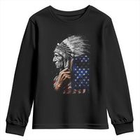 Indian Chief Native American USA Flag Youth Sweatshirt - Wonder Print Shop