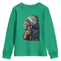 Indian Chief Native American USA Flag Youth Sweatshirt - Wonder Print Shop