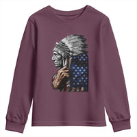 Indian Chief Native American USA Flag Youth Sweatshirt - Wonder Print Shop