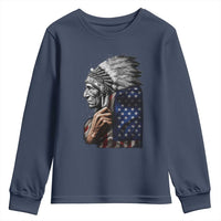 Indian Chief Native American USA Flag Youth Sweatshirt - Wonder Print Shop