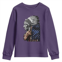 Indian Chief Native American USA Flag Youth Sweatshirt - Wonder Print Shop