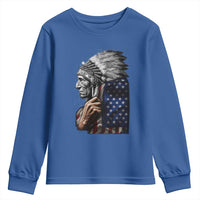 Indian Chief Native American USA Flag Youth Sweatshirt - Wonder Print Shop