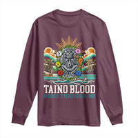 Indigenous Taino Warrior Puerto Rico Carribbean Culture Long Sleeve Shirt Taino Blood Runs Through Me - Wonder Print Shop
