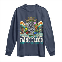 Indigenous Taino Warrior Puerto Rico Carribbean Culture Long Sleeve Shirt Taino Blood Runs Through Me - Wonder Print Shop