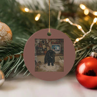 Spooky Biscuits Bakery Ceramic Ornament Funny Black Cat Halloween Gift