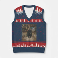 Spooky Biscuits Bakery V-Neck Knit Sweater Vest Funny Black Cat Halloween Gift