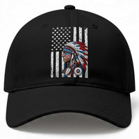 Indigenous People Tribal CG Native American Indian Chief American USA Flag Baseball Cap
