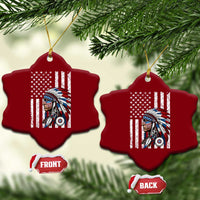 Indigenous People Tribal CG Native American Indian Chief American USA Flag Ceramic Ornament