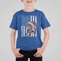 Indigenous People Tribal CG Native American Indian Chief American USA Flag T Shirt For Kid