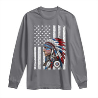 Indigenous People Tribal CG Native American Indian Chief American USA Flag Long Sleeve Shirt
