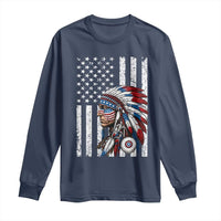 Indigenous People Tribal CG Native American Indian Chief American USA Flag Long Sleeve Shirt