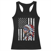Indigenous People Tribal CG Native American Indian Chief American USA Flag Racerback Tank Top