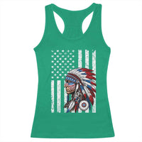 Indigenous People Tribal CG Native American Indian Chief American USA Flag Racerback Tank Top