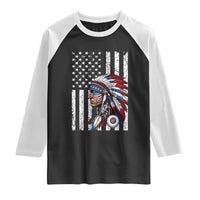 Indigenous People Tribal CG Native American Indian Chief American USA Flag Raglan Shirt
