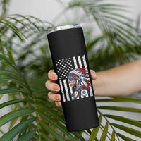 Indigenous People Tribal CG Native American Indian Chief American USA Flag Skinny Tumbler
