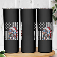 Indigenous People Tribal CG Native American Indian Chief American USA Flag Skinny Tumbler