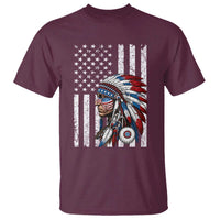 Indigenous People Tribal CG Native American Indian Chief American USA Flag T Shirt