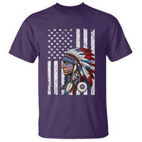 Indigenous People Tribal CG Native American Indian Chief American USA Flag T Shirt