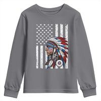 Indigenous People Tribal CG Native American Indian Chief American USA Flag Youth Sweatshirt
