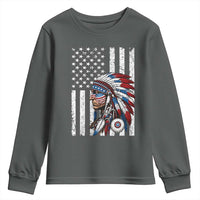 Indigenous People Tribal CG Native American Indian Chief American USA Flag Youth Sweatshirt