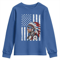 Indigenous People Tribal CG Native American Indian Chief American USA Flag Youth Sweatshirt