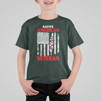Native American Veteran USA Flag Patriotic Soldier T Shirt For Kid