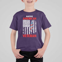 Native American Veteran USA Flag Patriotic Soldier T Shirt For Kid