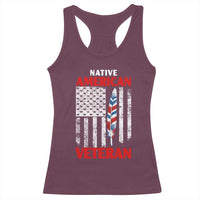 Native American Veteran USA Flag Patriotic Soldier Racerback Tank Top