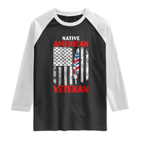 Native American Veteran USA Flag Patriotic Soldier Raglan Shirt