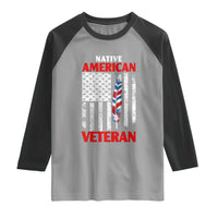 Native American Veteran USA Flag Patriotic Soldier Raglan Shirt