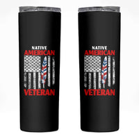 Native American Veteran USA Flag Patriotic Soldier Skinny Tumbler