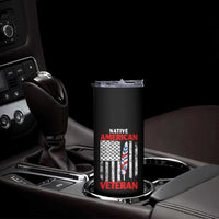 Native American Veteran USA Flag Patriotic Soldier Skinny Tumbler