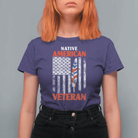 Native American Veteran USA Flag Patriotic Soldier T Shirt For Women