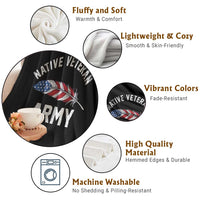 Native American Army Veteran US Flag Indigenous Soldier Throw Blanket