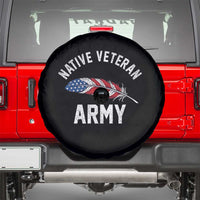 Native American Army Veteran US Flag Indigenous Soldier Spare Tire Cover