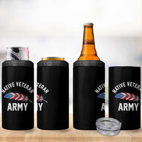 Native American Army Veteran US Flag Indigenous Soldier 4 in 1 Can Cooler Tumbler