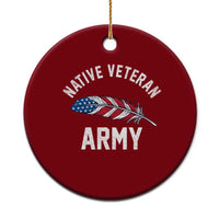 Native American Army Veteran US Flag Indigenous Soldier Ceramic Ornament