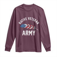 Native American Army Veteran US Flag Indigenous Soldier Long Sleeve Shirt