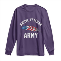 Native American Army Veteran US Flag Indigenous Soldier Long Sleeve Shirt