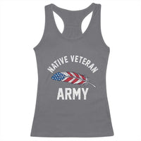 Native American Army Veteran US Flag Indigenous Soldier Racerback Tank Top