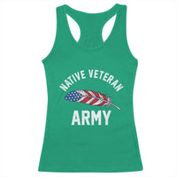 Native American Army Veteran US Flag Indigenous Soldier Racerback Tank Top