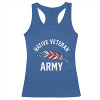 Native American Army Veteran US Flag Indigenous Soldier Racerback Tank Top
