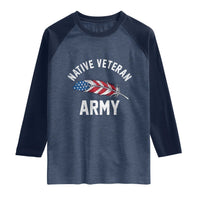 Native American Army Veteran US Flag Indigenous Soldier Raglan Shirt